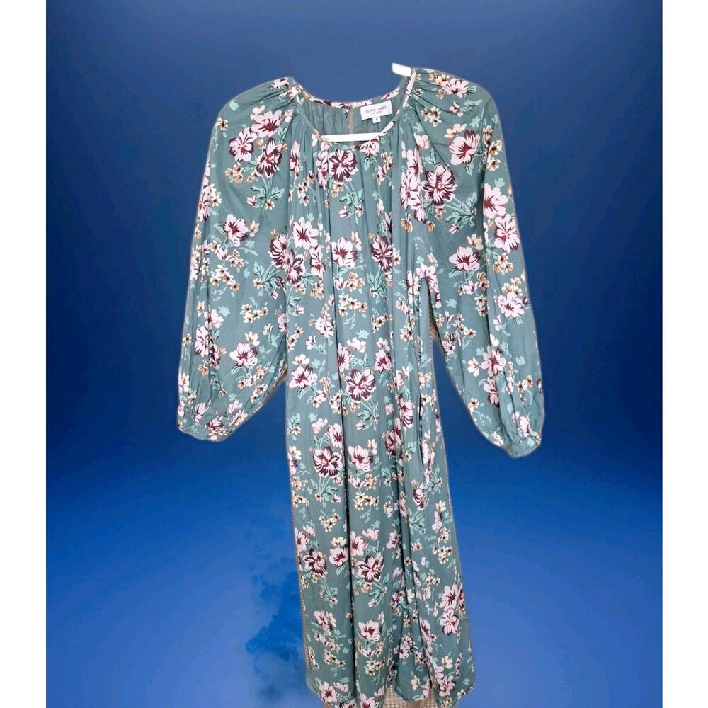 Olivia James The Label Women's Lydia Dress Size Large Teal Floral w/Pockets